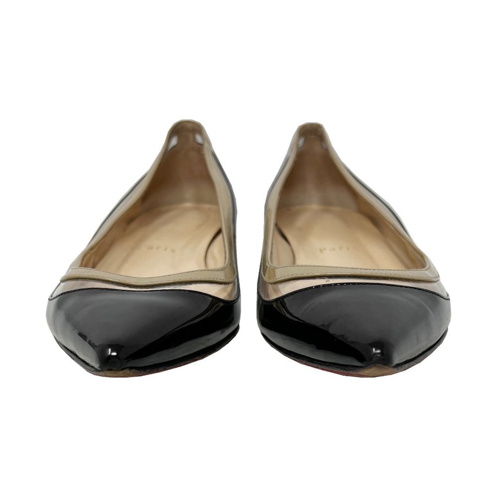 Christian Louboutin Shoes Paulina Black Tan Patent Leather PVC Pointed Toe Flats - Picture 4 of 9